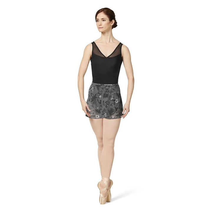 Mirella MS157 Printed Mesh Skirt - Black