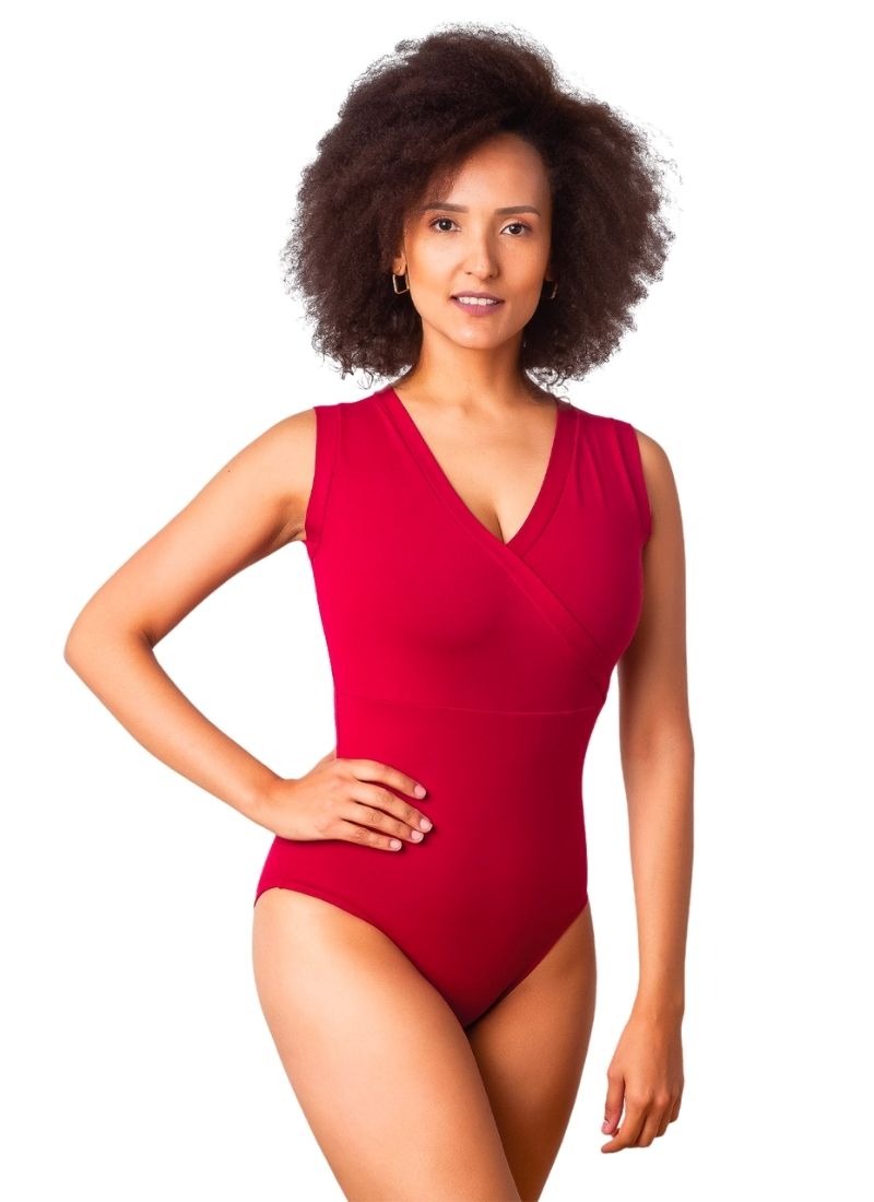 So Danca SD-1958 Yvette Tank Leotard Burgundy - Front