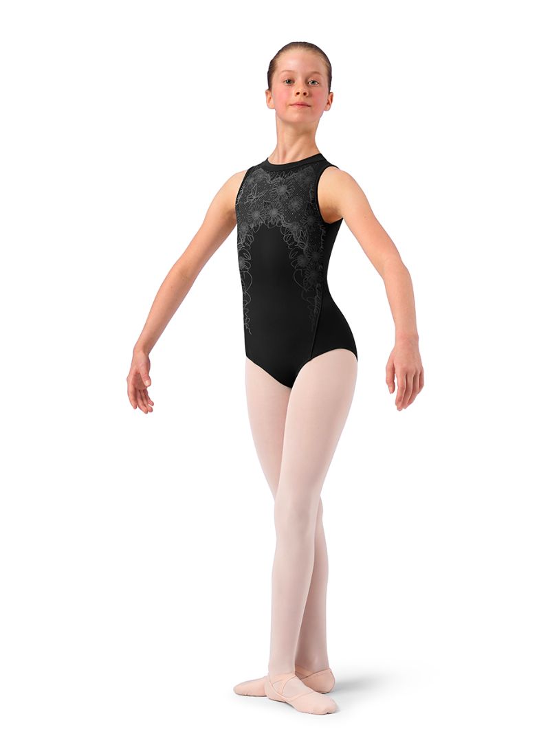 Bloch CL4185 Lace Mesh Tank Leotard Black - Front