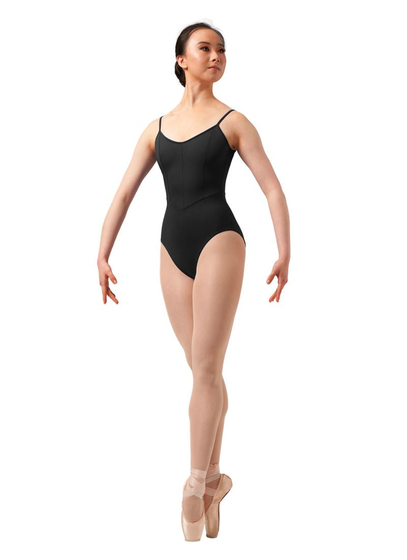 Mirella M4043TM/LM Chevron Rib Camisole Leotard Black - Front
