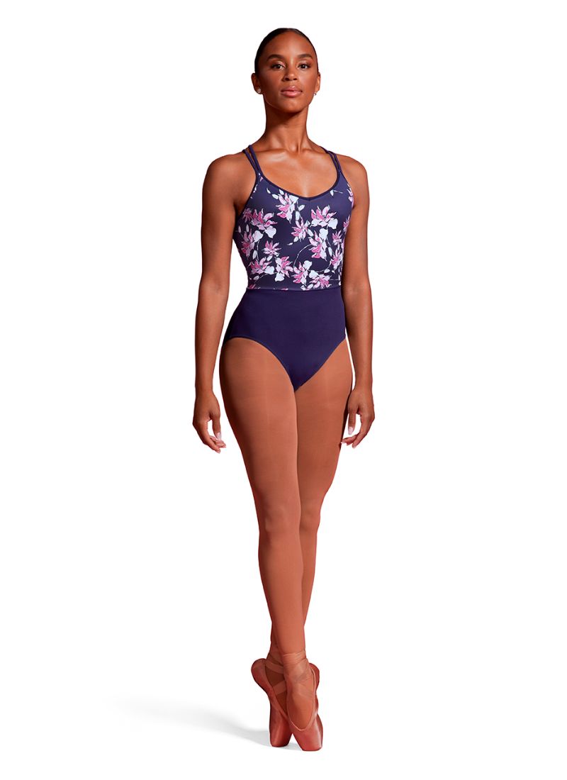 Mirella M2174TM/LM Double Strap Printed Camisole Leotard Aurora - Front