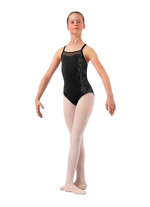 Bloch CL4147 Lace Print Camisole Leotard Black - Front