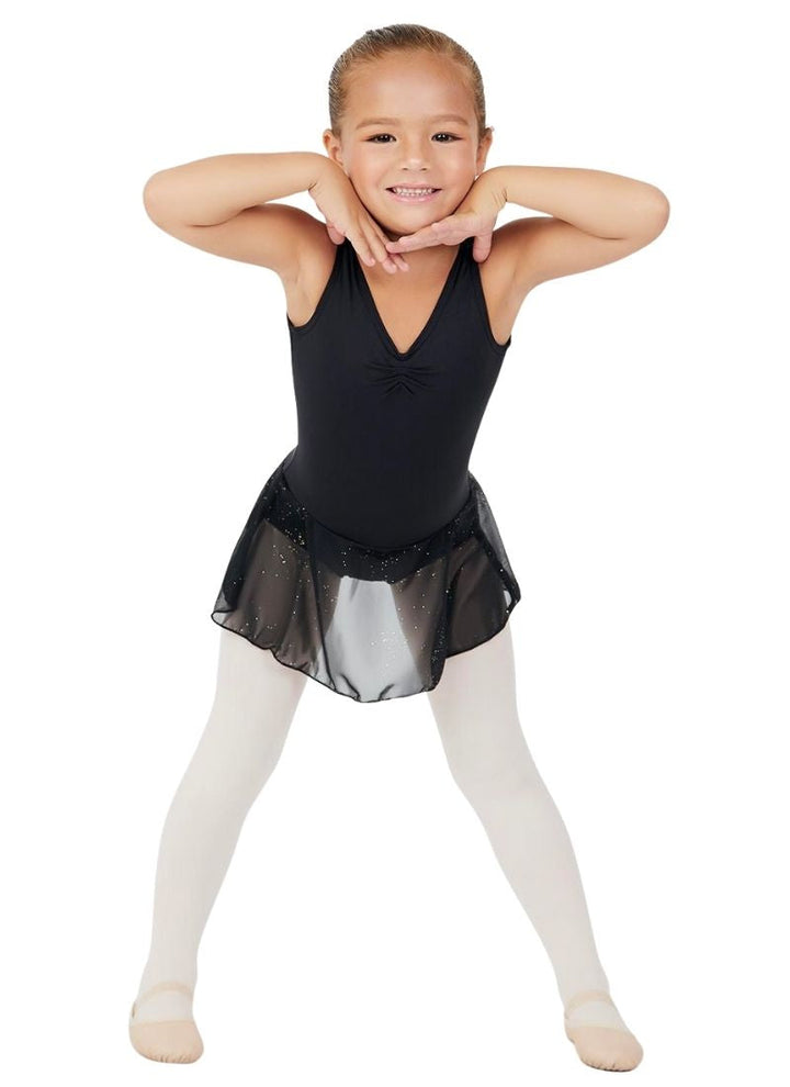 Capezio 11309C Girls V-Neck Tank Dress Leotard Black - Front