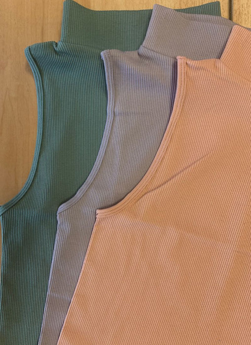 Essential Mock Neck Ribbed Tank - colors
