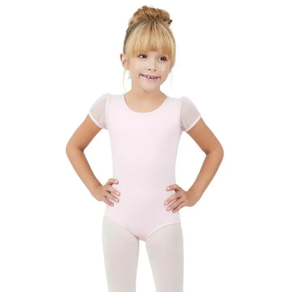 Capezio Puff Sleeve Keyhole Back Leotard - Girls - Pink - Front - Style:11311C