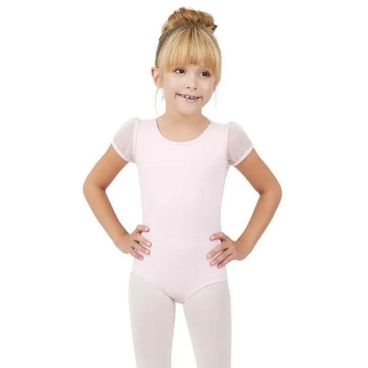 Capezio Puff Sleeve Keyhole Back Leotard - Girls - Pink - Front - Style:11311C
