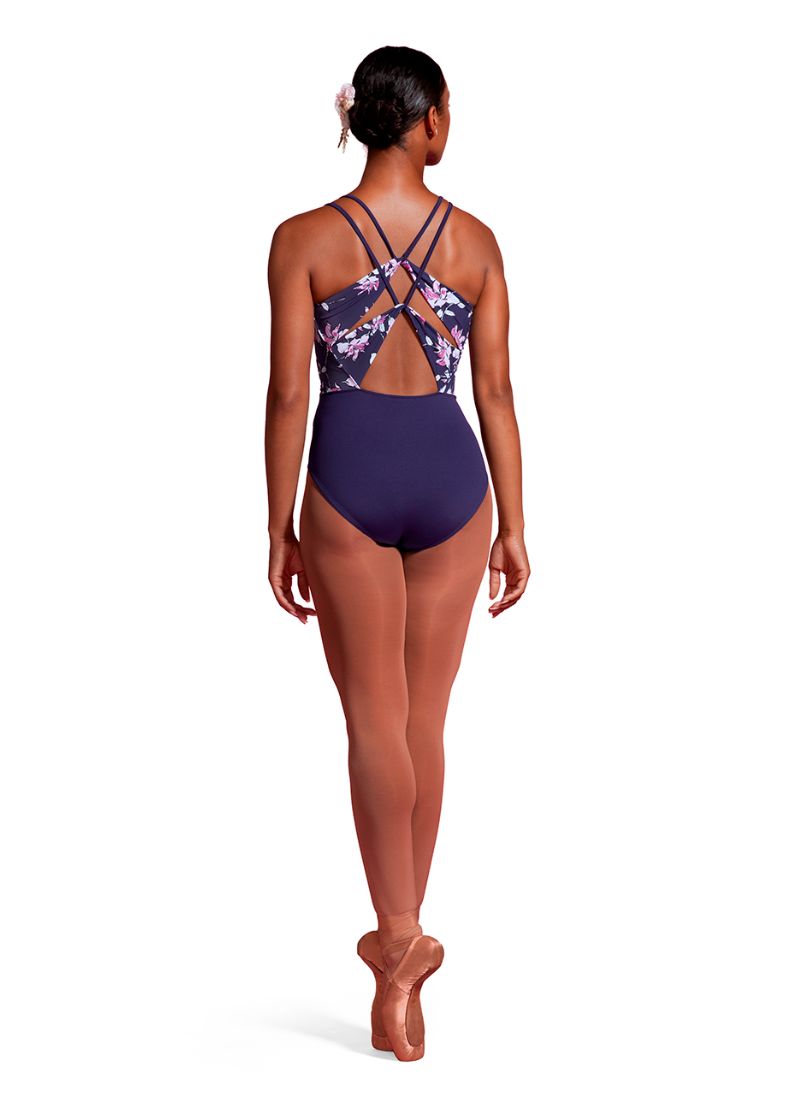 Mirella M2174TM/LM Double Strap Printed Camisole Leotard Aurora - Back
