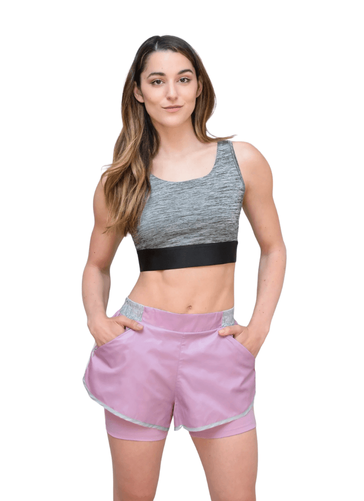 Body Wrappers - Fine Heather Leggings with Power Mesh Inserts -CZJ206