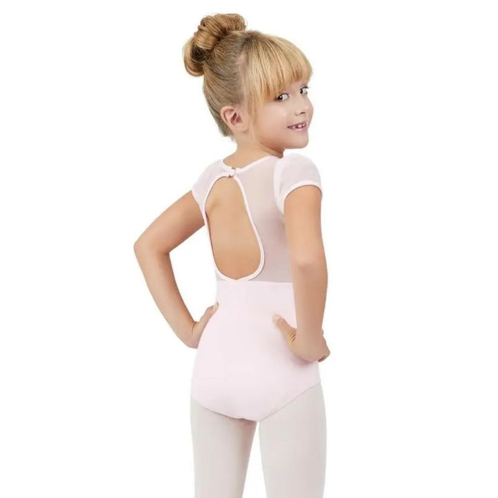 Capezio Puff Sleeve Keyhole Back Leotard - Girls - Pink - Back - Style:11311C