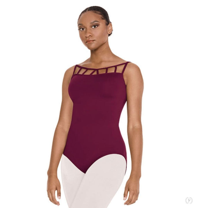Eurotard 44485 Lattice Front Leotard Burgundy - Front