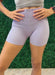 Ribbed High-Waisted Shorts - Lavender