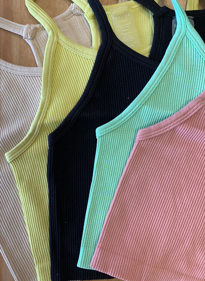 Essential Racerback Ribbed Halter Crop Cami - texture