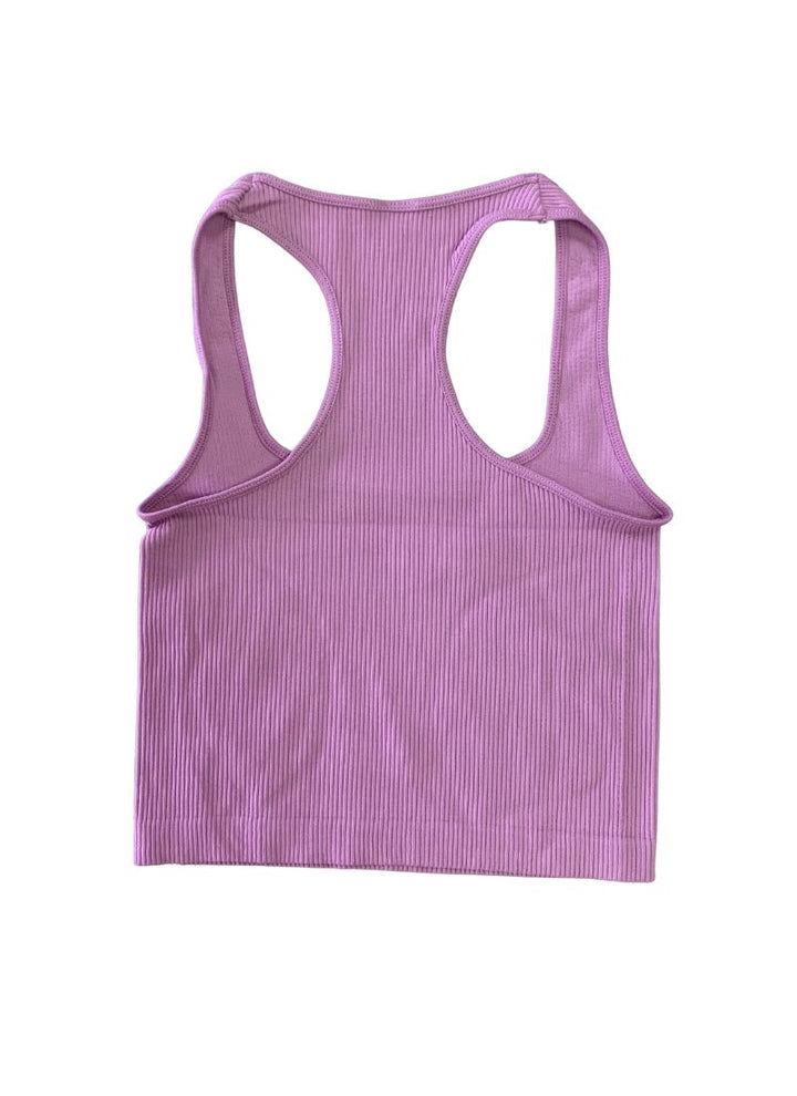 Essential Square Neck Ribbed Rib Tank Orchid - Back