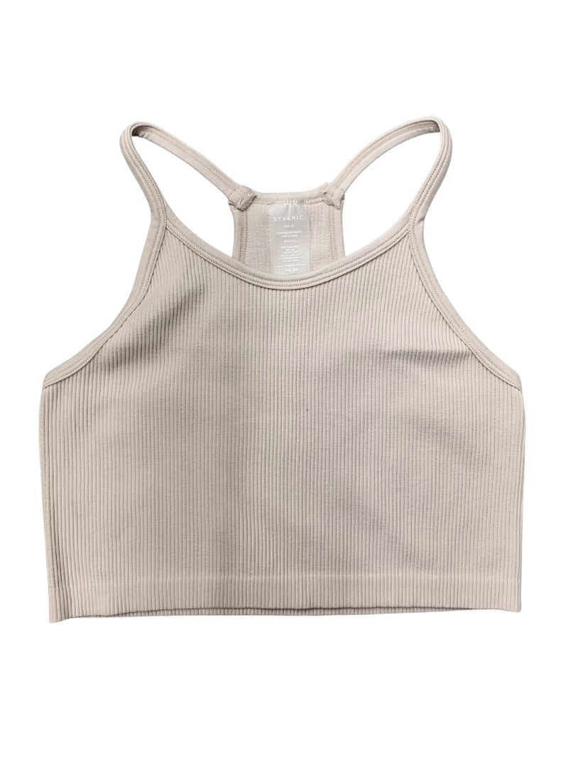 Essential Racerback Ribbed Halter Crop Cami - Light Nude