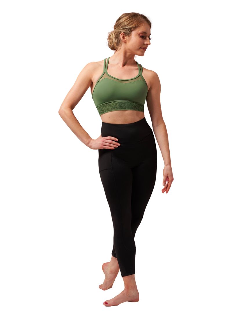 Bloch Z0157 Lace Crop Top Sage - Front
