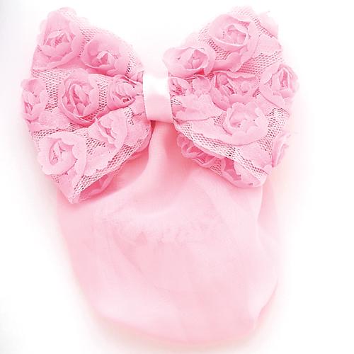 Dasha Rosette Bow with Snood - Pink