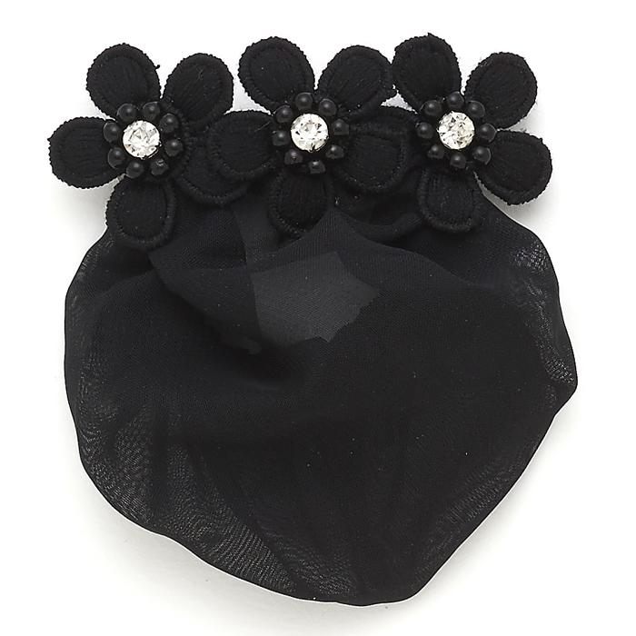 Dasha Flower and Stone Snood - Black