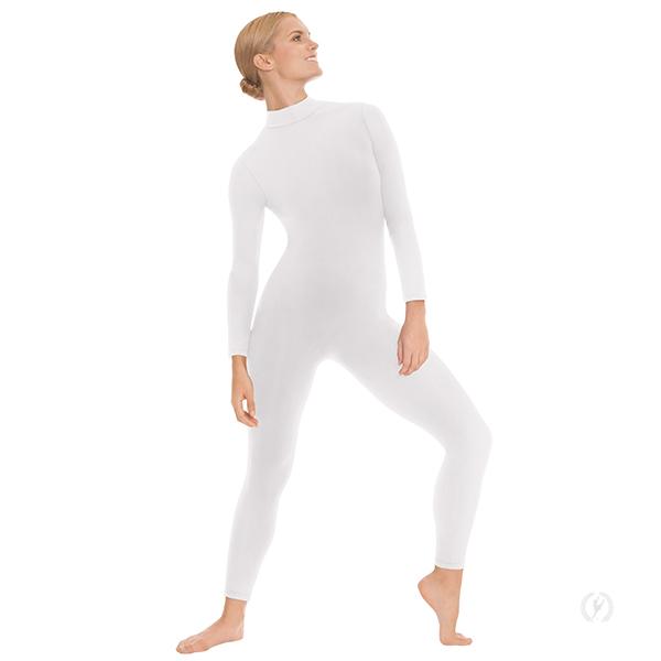 White Zip Front Catsuit Spandex Long Sleeve Unitard