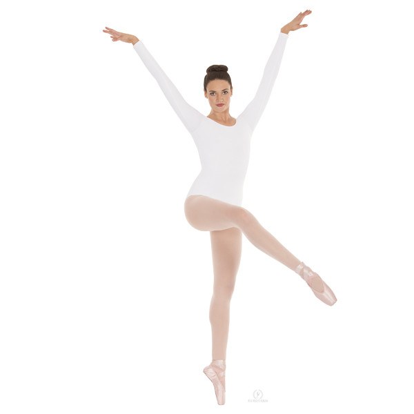 Eurotard 44265 Long Sleeve Microfiber Leotard  white