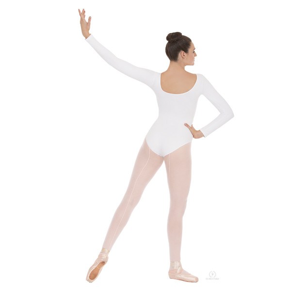 Long Sleeve Microfiber Leotard White