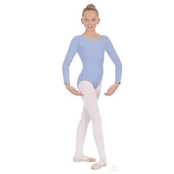 Eurotard 44265C Long Sleeve Microfiber Leotard - Child light blue