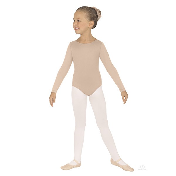 Eurotard 44265C Long Sleeve Microfiber Leotard - Child nude