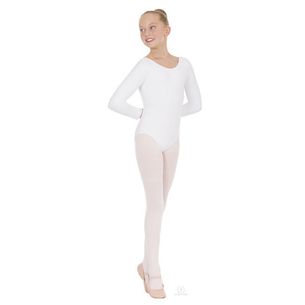 Eurotard 44265C Long Sleeve Microfiber Leotard - Child white