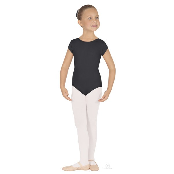 Eurotard 44475C Short Sleeve Microfiber Leotard - Child black