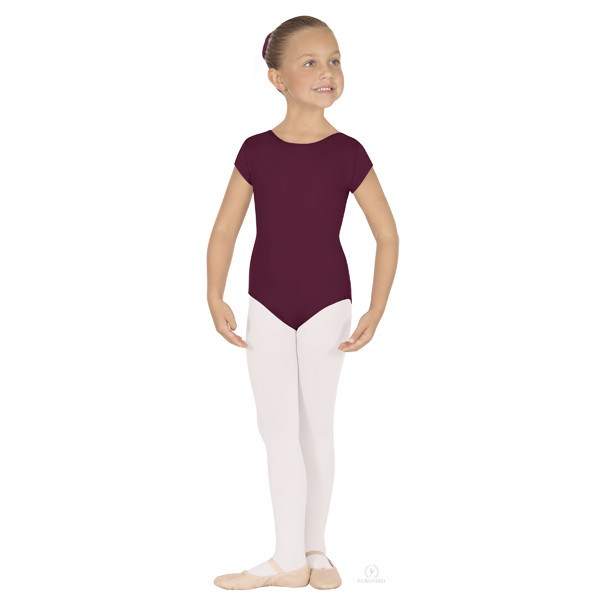 Eurotard 44475C Short Sleeve Microfiber Leotard - Child burgundy