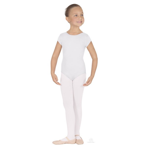 Eurotard 44475C Short Sleeve Microfiber Leotard - Child white