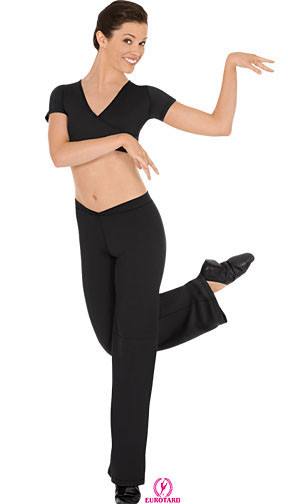 "V" Front Microfiber Jazz Pants Black