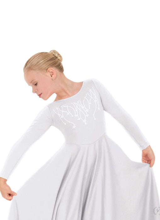 Eurotard 11024C Polyester Dress with Praise Rhinestone Applique - Child