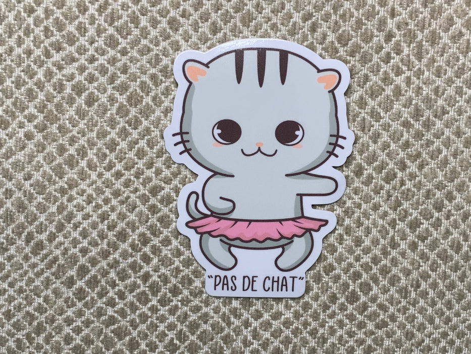 Pas De Chat White Kitty Dance Vinyl Sticker
