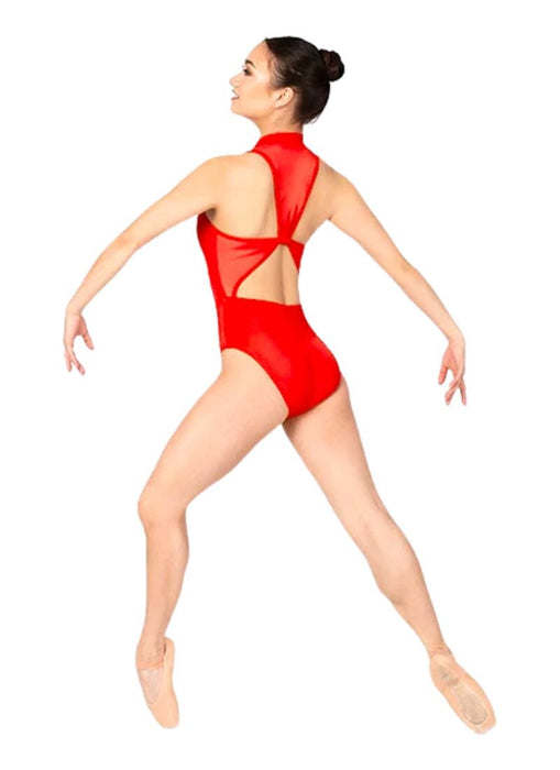 Mirella ME2106 Zip Front Tank Leotard with Triangle Red - Back