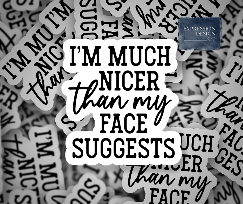 Nicer Than My Face Suggests Vinyl Sticker