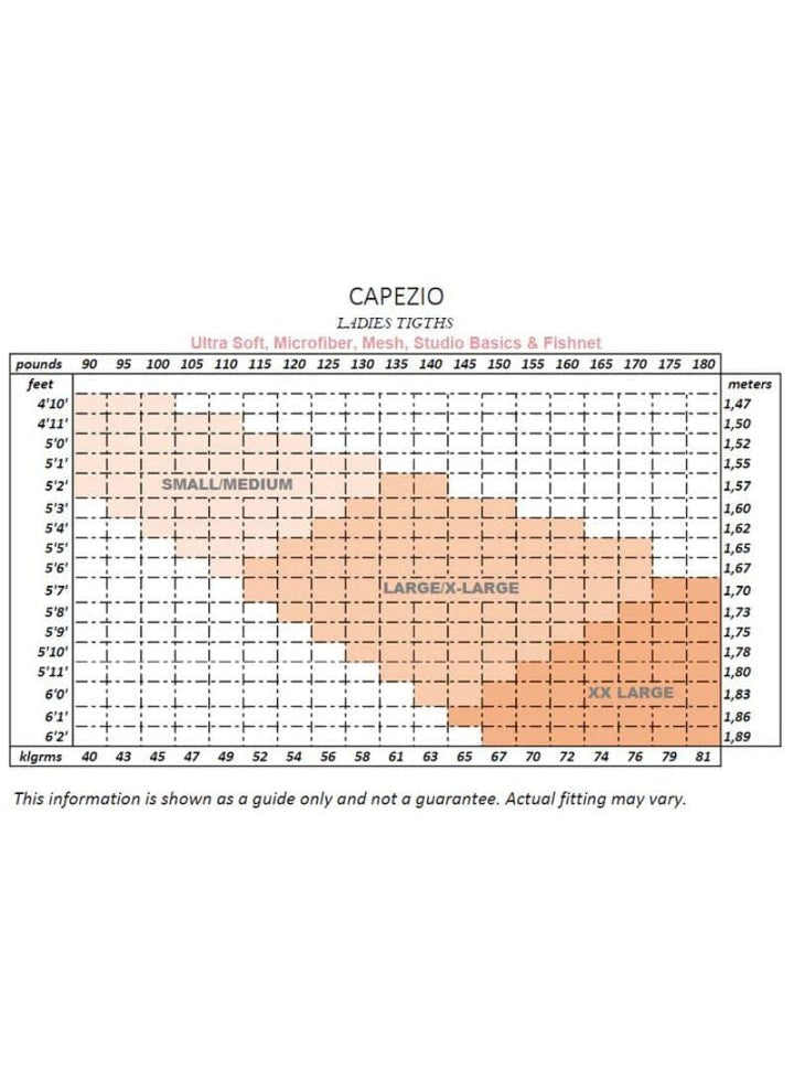 Capezio 1815/X/C Ultra Soft Footed Tight - Chart