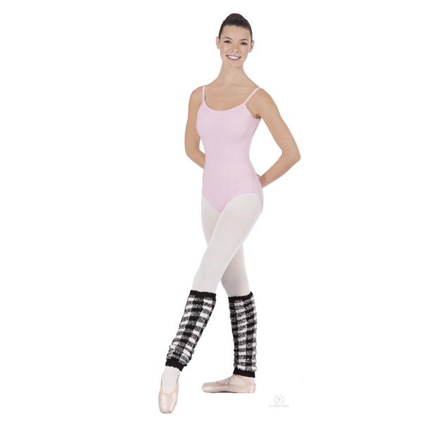 Eurotard Adult 18” Plush Plaid Leg warmer black white