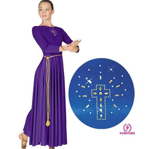 Eurotard Polyester Dress with Shining Cross Applique - Adult