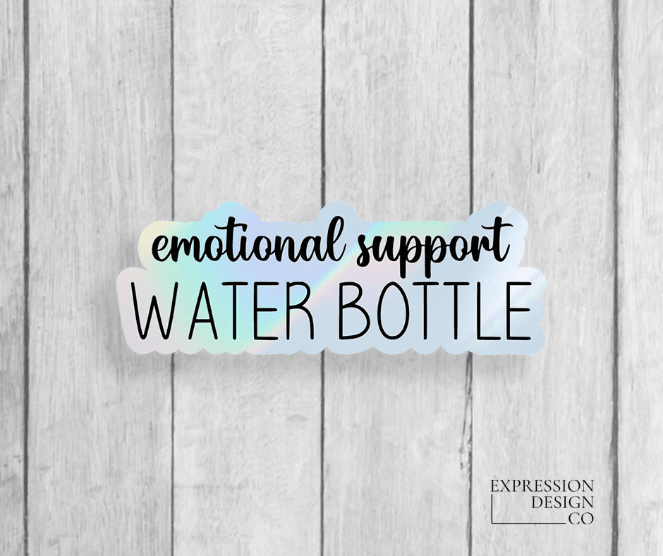 Emotional Support Water Bottle: Beige Tumbler Sticker for Sale by