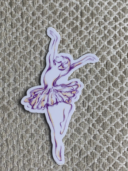 Tiny Line Drawing Ballerina Vinyl Sticker