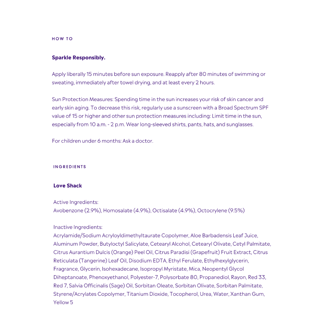 Bioglitter Sunscreen- Love Shack (4.5oz)