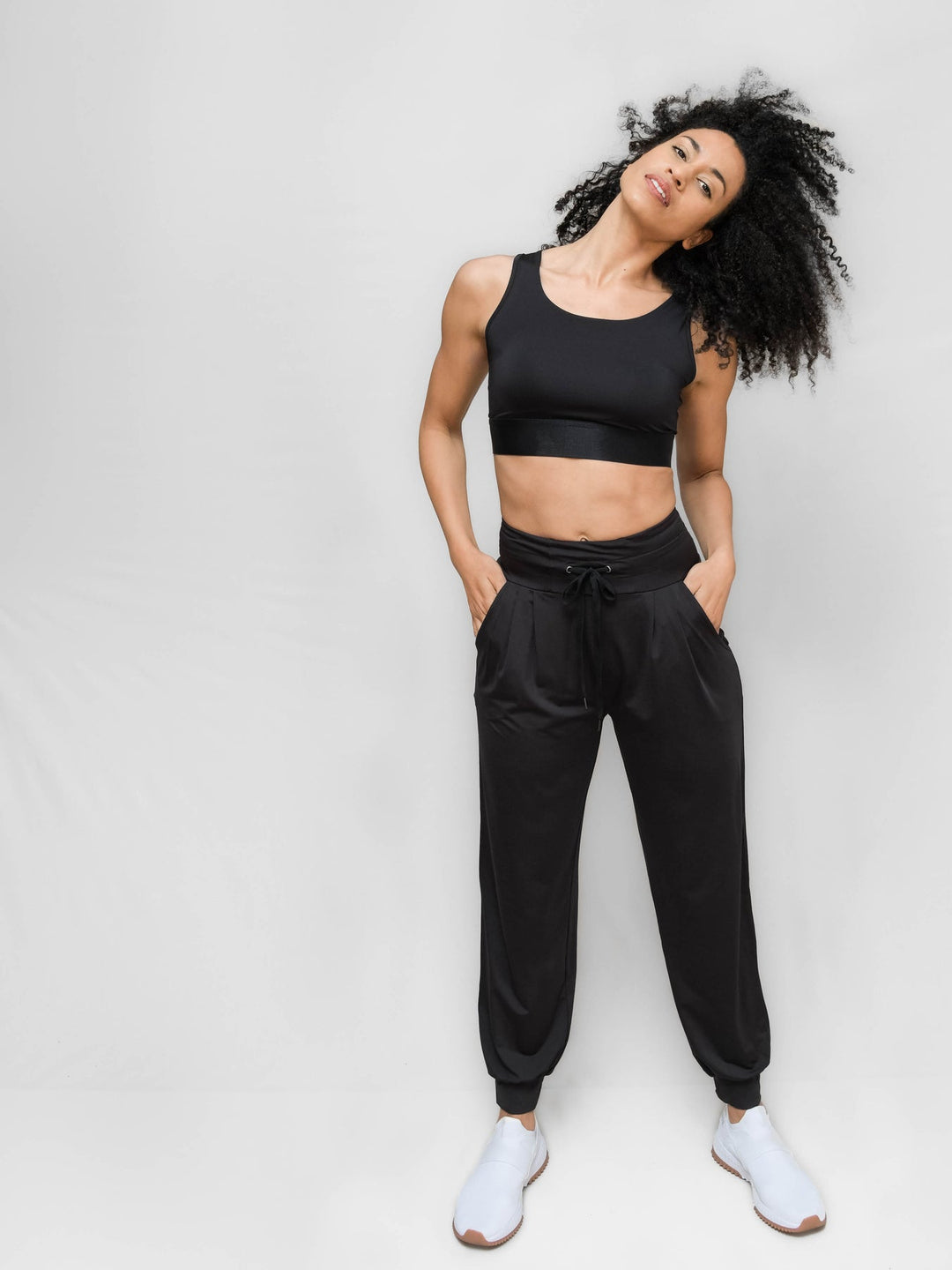 Sporty-Chic Lightweight Pleated Athleisure Pant by Casa Zeta-Jones