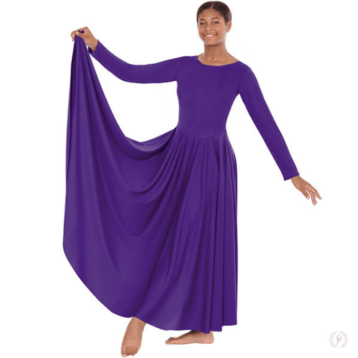 13524 - Eurotard Womens Simplicity Front Lined Long Sleeve Praise Dress