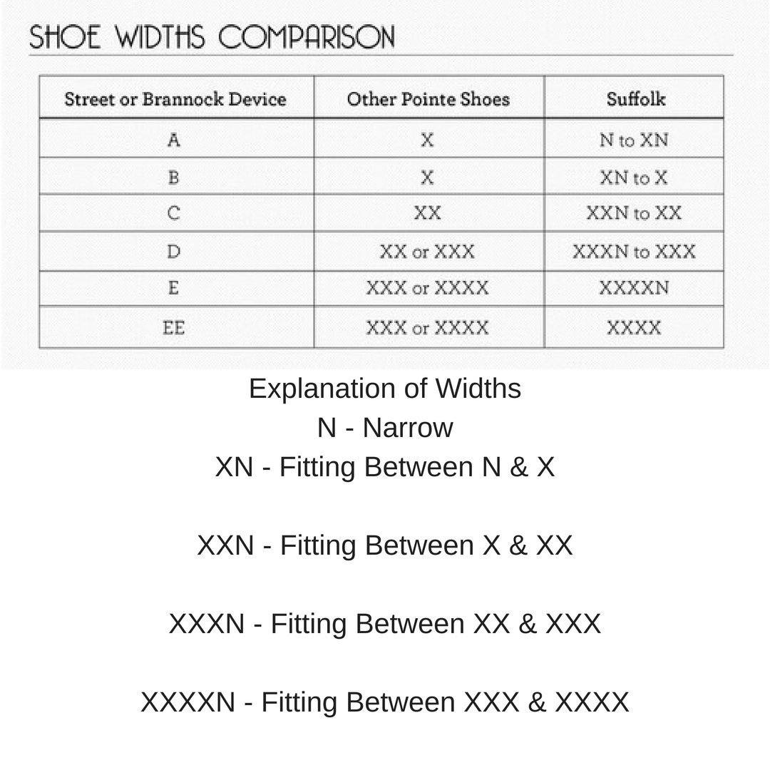 Suffolk Pointe Shoe Width Guide