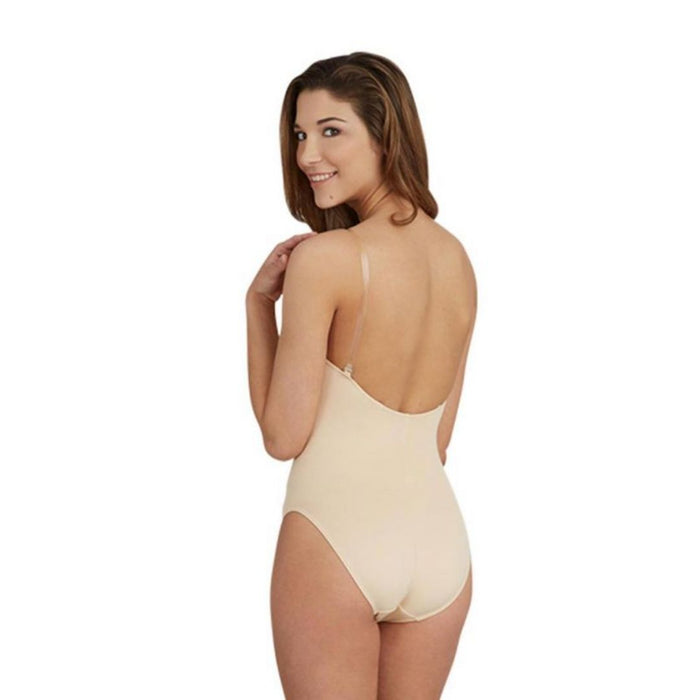 Capezio Camisole Leotard with Clear Transition Straps - Tan - Back - Style:3532