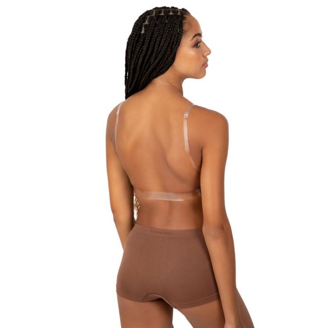 Deep Neck Clear Back Bra
