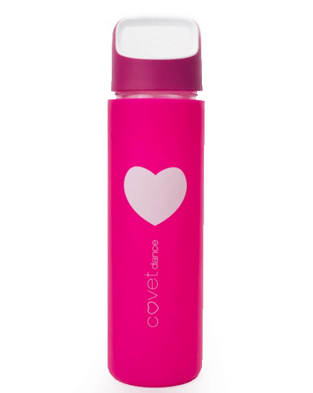 pink glass water bottle by covet