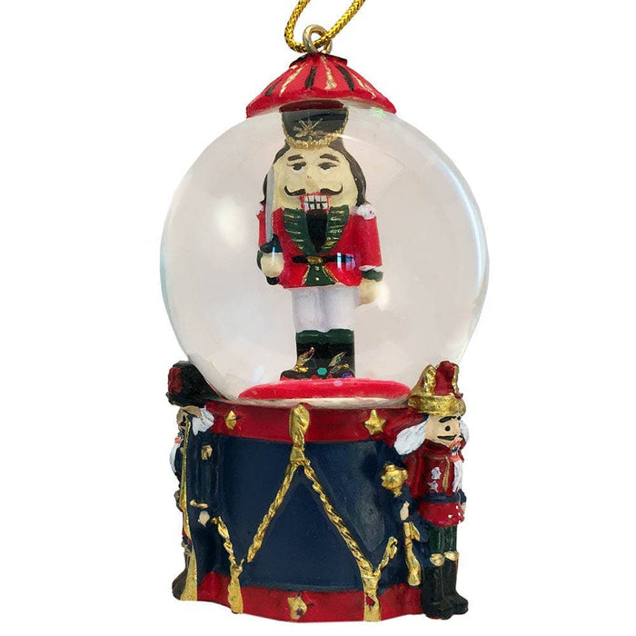 Mini Nutcracker Soldier on Drum Snow Globe Ornament