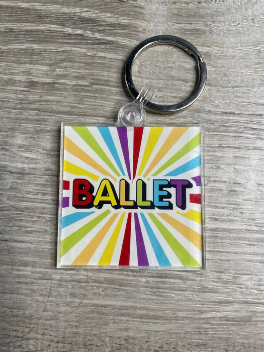 Ballet Rainbow Sunburst Acrylic Key Chain