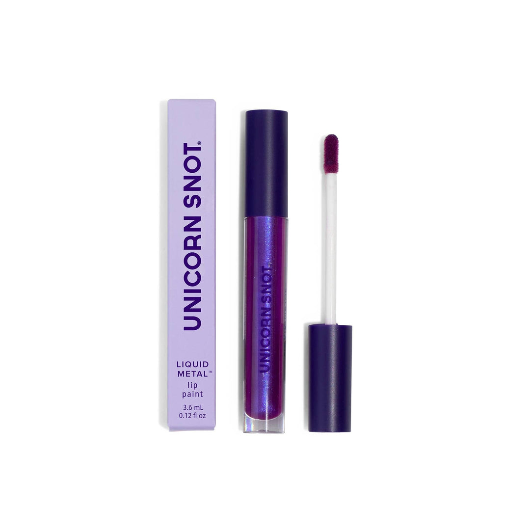Unicorn Snot liquid metal lip product with packaging on a white background